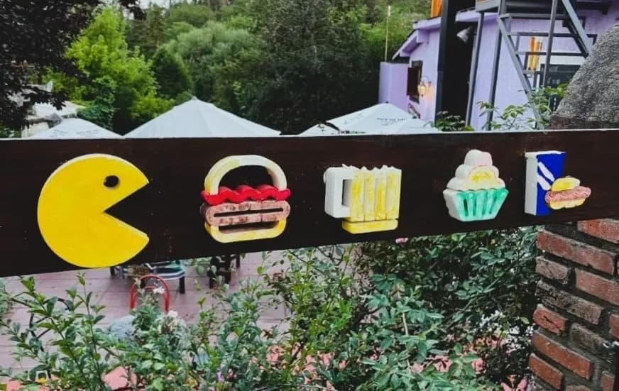A Pac-Man decoration from a restaurant