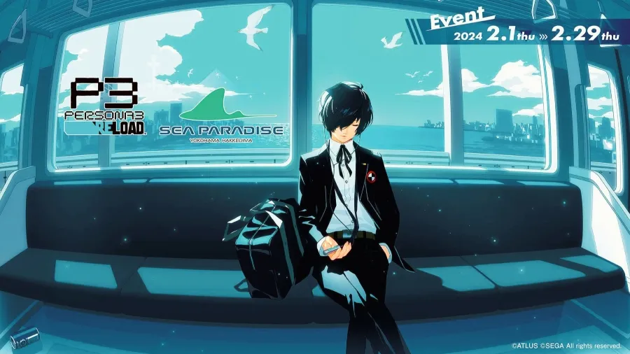 A poster for a Persona 3 event at Sea Paradise